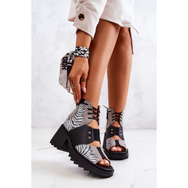 Bota de couro preto e cinza Maciejka 05321-03 prata 1