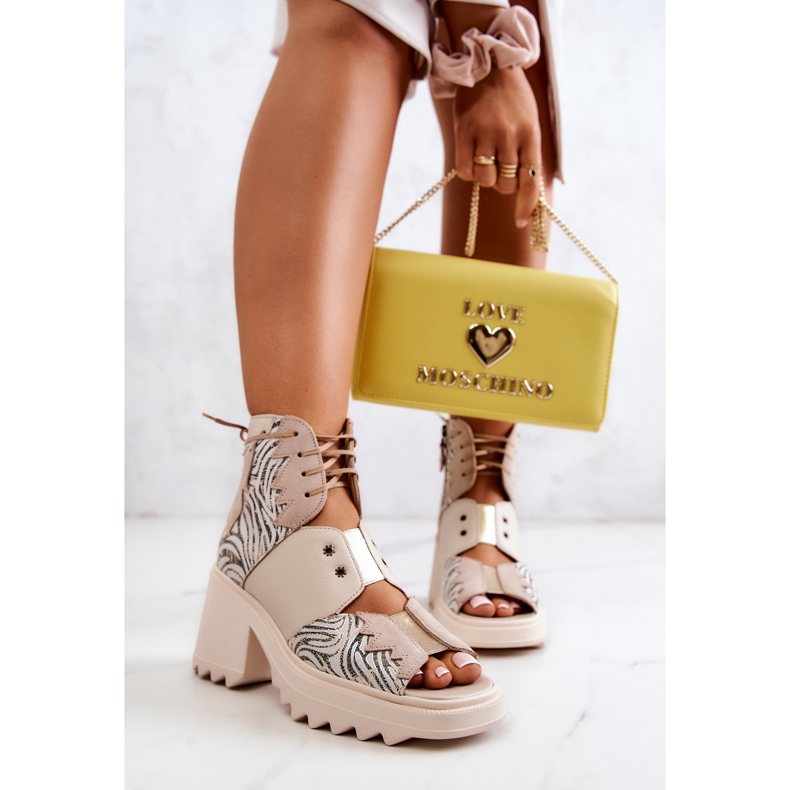 Botas de couro com zíper Maciejka 05321-04 bege 2