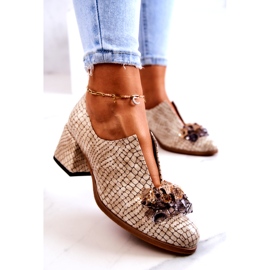 PA2 Salto alto de couro elegante com decoração bege Delaver 3