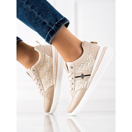 TRENDI Tênis estilosos bege castanho 1