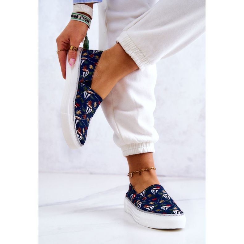 Tênis feminino slip on Memory Foam Big Star JJ276016 Azul Marinho multicolorido 2