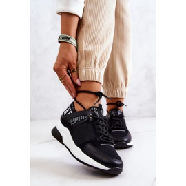 Vinceza Tênis esportivos em cunha preta Lorey preto 1