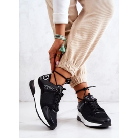 Vinceza Tênis esportivos em cunha preta Lorey preto 2