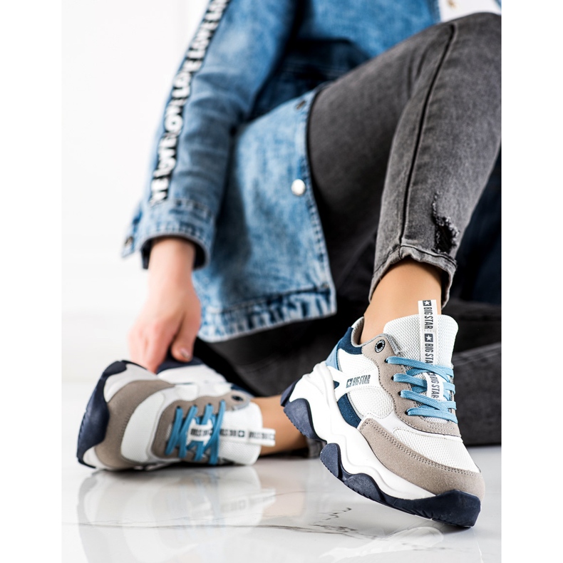 Tênis feminino Big Star JJ274580 branco azul multicolorido 2