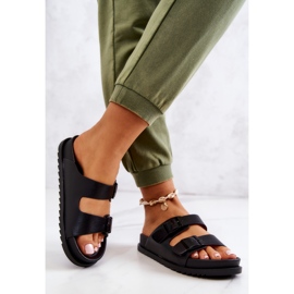 S.Barski Chinelos de borracha preta Corina com fivela preto 2 S.Barski Chinelos de borracha preta Corina com fivela preto 2