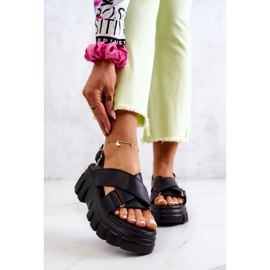 PE1 Sandálias de couro na plataforma preta Betti preto 1