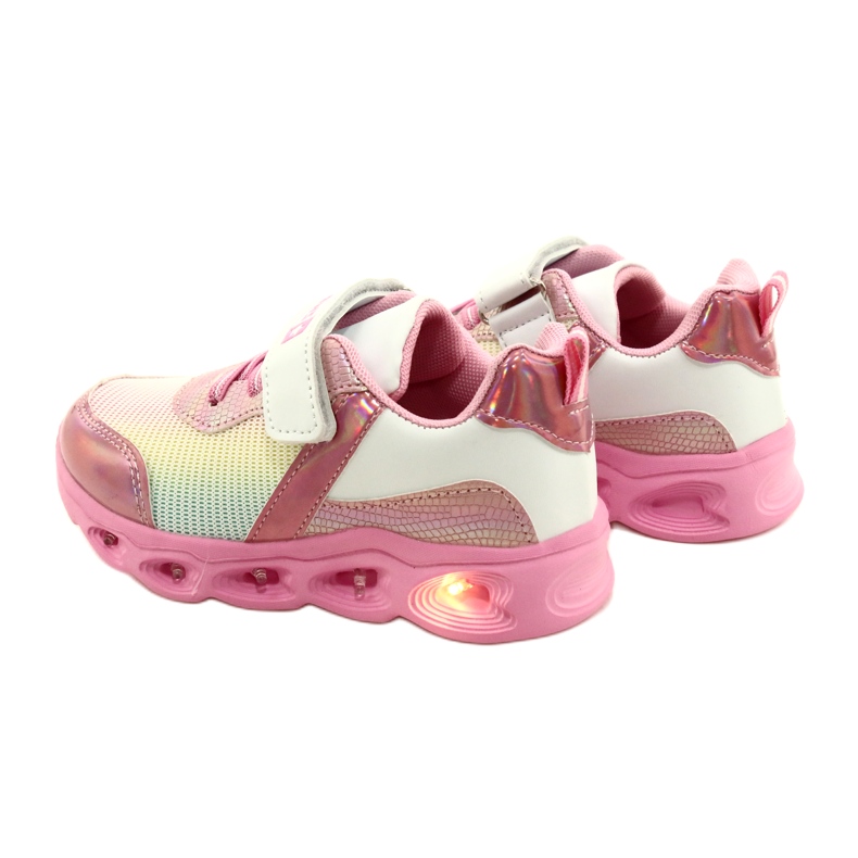 Tênis esportivo ADI LED brilhante Velcro News 22DZ32-4837 Rosa / Branco 5