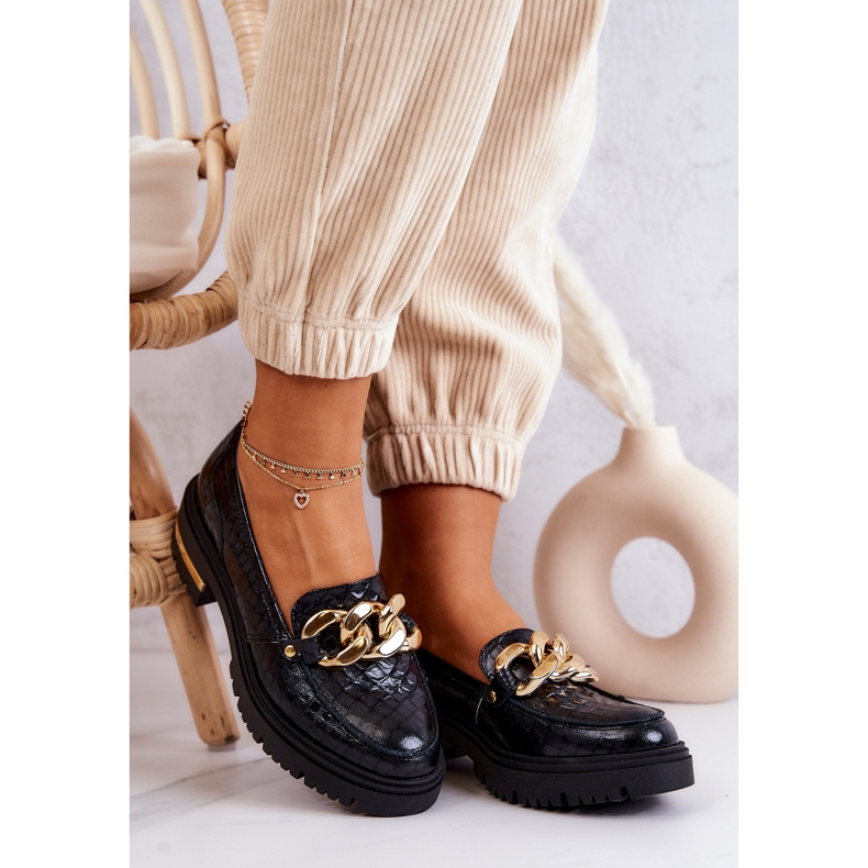 PA2 Mocassins femininos de couro mocassins preto mollie 1