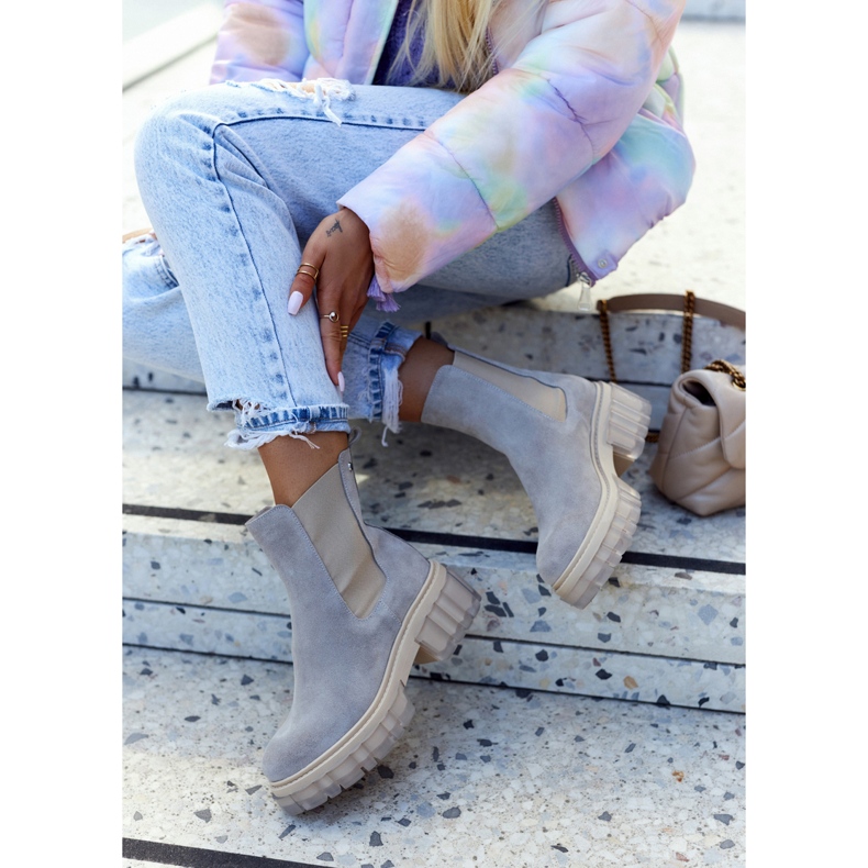 Lemar Botas Femininas de Camurça Cinza Claro Canil 2