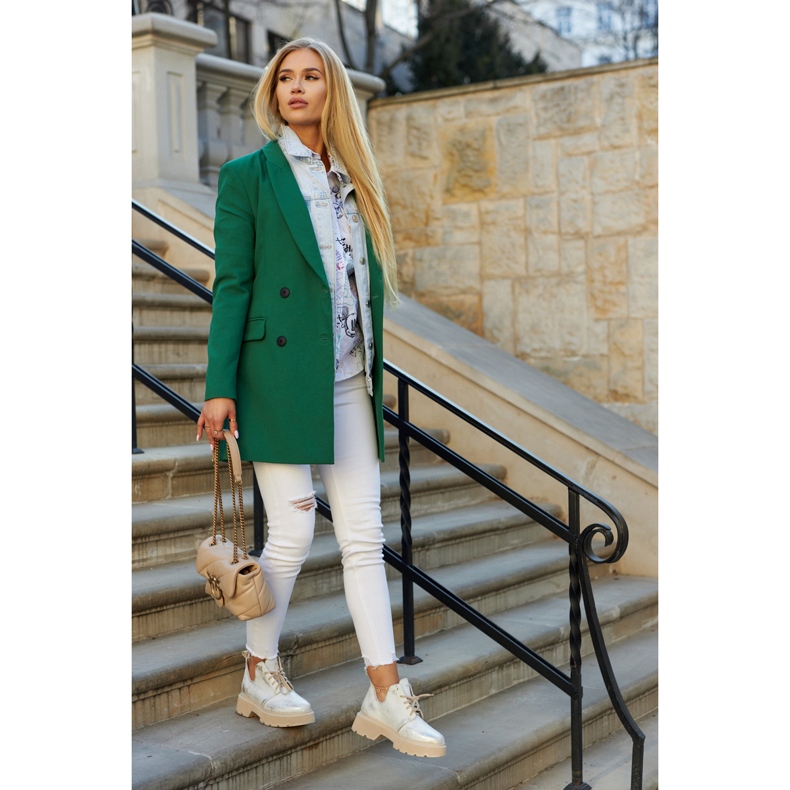 Sapatos na sola maciça Nicole 2701/004 Branco e Dourado bege 1