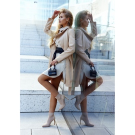 S.Barski Botins de mulher com meia de salto alto Bege Last Night 2