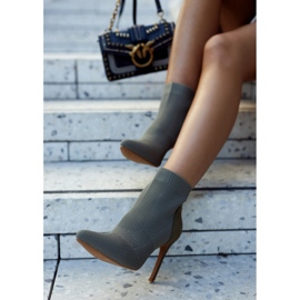 S.Barski Botas femininas com uma meia em um salto alto cáqui na noite passada castanho verde 2 S.Barski Botas femininas com uma meia em um salto alto cáqui na noite passada castanho verde 2