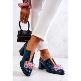 PA2 Brogues de couro com padrão de crocodilo com decoração verde Delaver 2