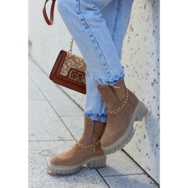 Botinhas de camurça da moda com um corte de camelo Forget Me castanho 1