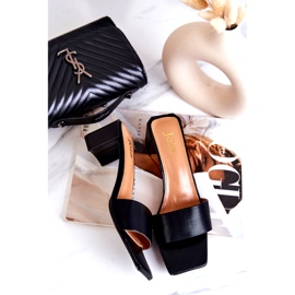 FJ1 Sandálias pretas de couro no calcanhar preto 4