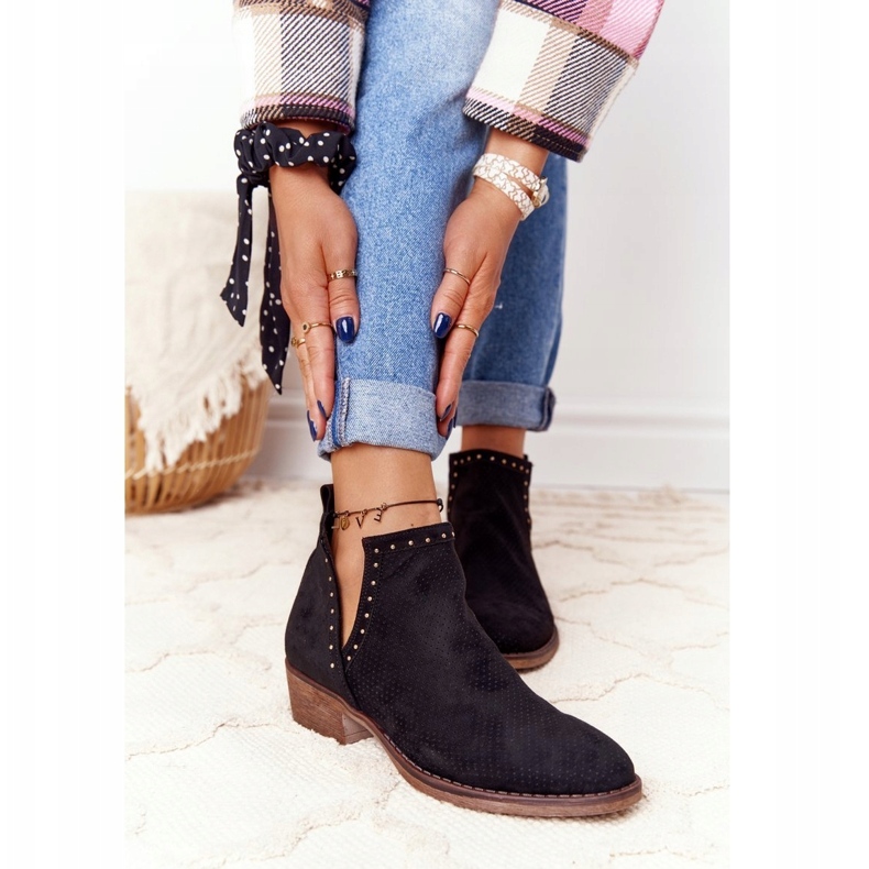 PS1 Botas pretas Clever com aberturas com recortes preto 1