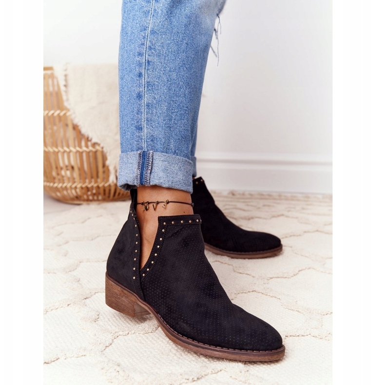 PS1 Botas pretas Clever com aberturas com recortes preto 2