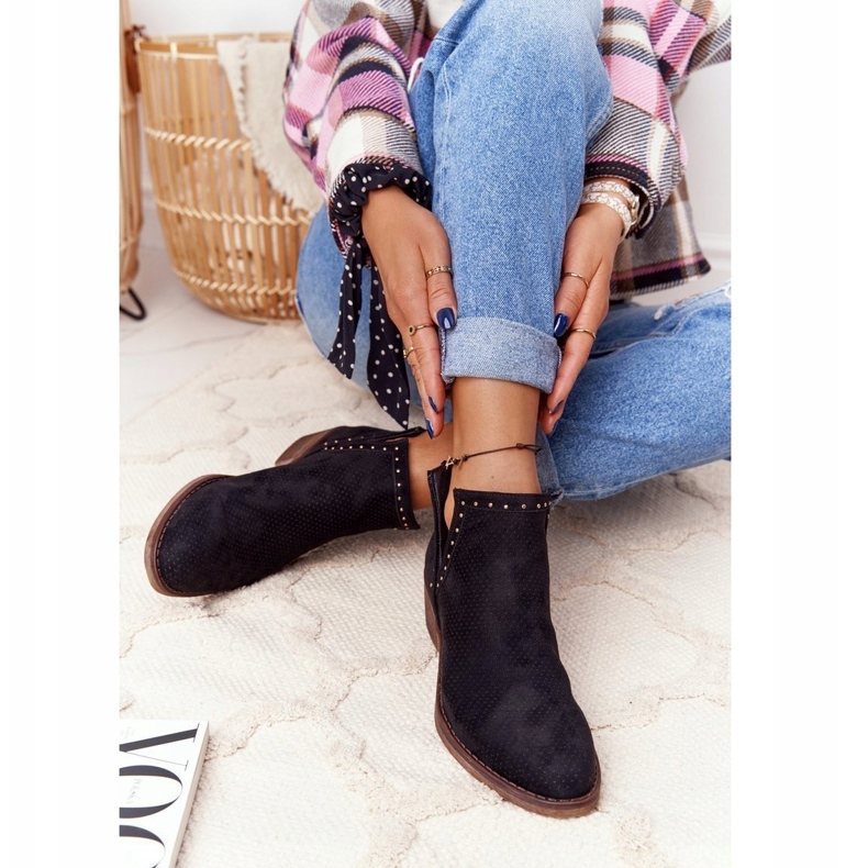 PS1 Botas pretas Clever com aberturas com recortes preto 3