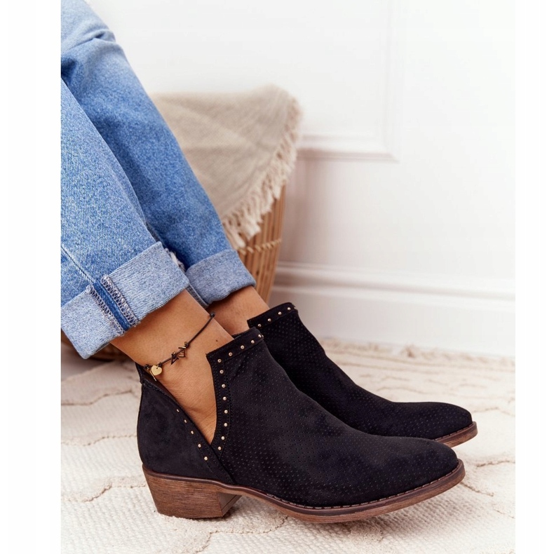 PS1 Botas pretas Clever com aberturas com recortes preto 4