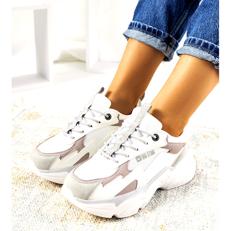 Tênis feminino Big Star HH274255 bege branco 1