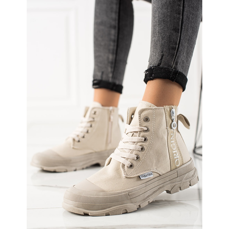 Sabatina Tênis de cano alto originais bege 2