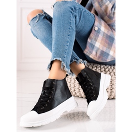 Forever Folie Tênis de cano alto da moda preto 1