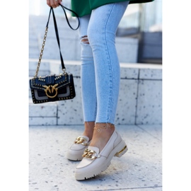 PA2 Mocassins femininos mocassins de couro bege mollie 1