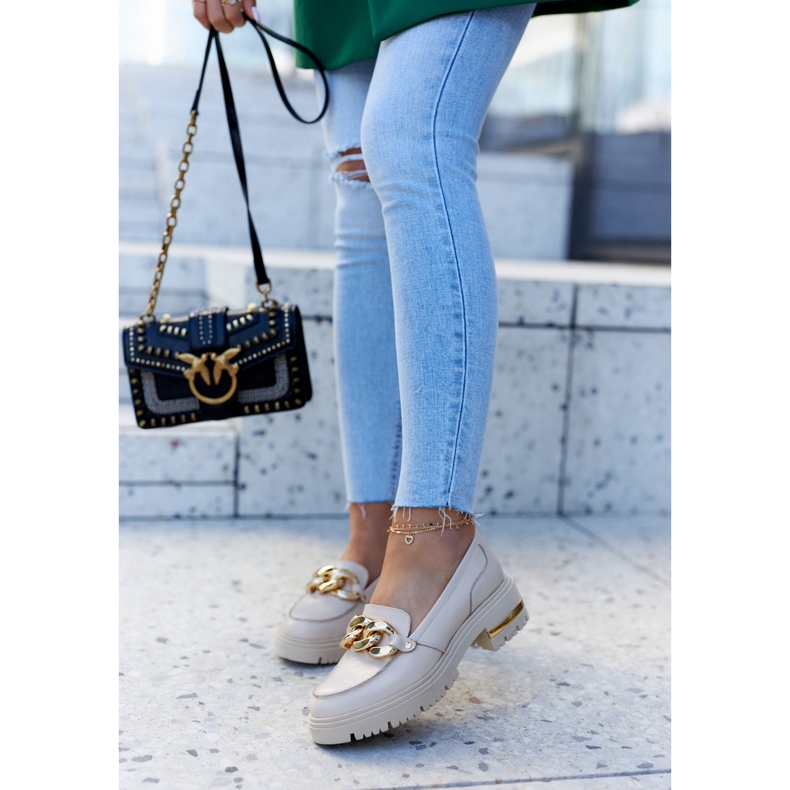 PA2 Mocassins femininos mocassins de couro bege mollie 1