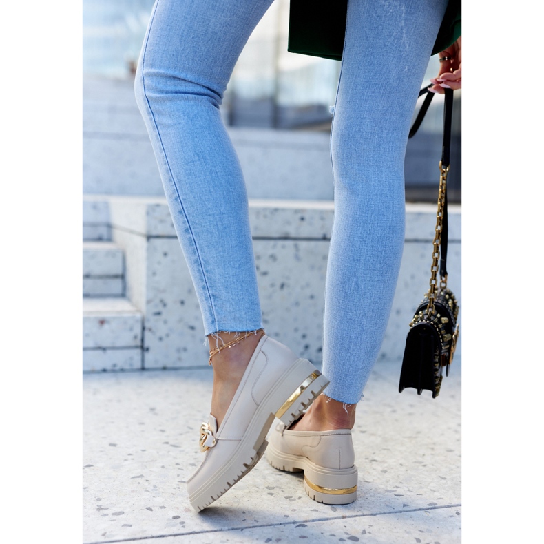 PA2 Mocassins femininos mocassins de couro bege mollie 2