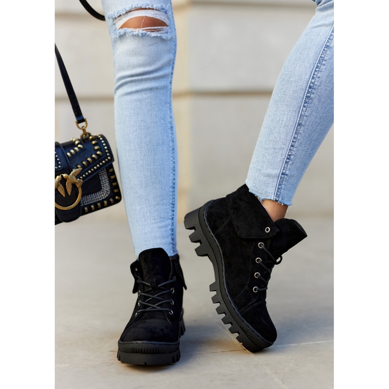 S.Barski Botas de camurça amarradas pretas Dalles preto 2