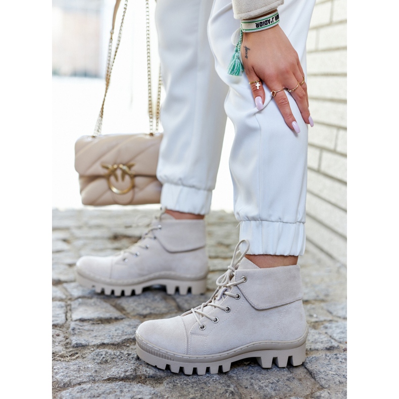 S.Barski Botas de camurça amarradas cinza claro Dalles 2