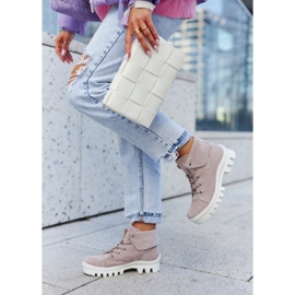 S.Barski Botas de camurça amarradas roxo claro Dalles 1