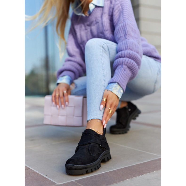 S.Barski Armadilhas de camurça preta Remgate com zíper preto 1