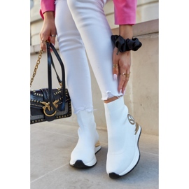 Vinceza Meias Esportivas Femininas Brancas Runaway branco dourado 1