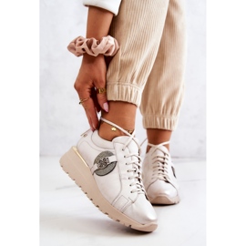 Sapatos esportivos de couro com cunha Maciejka 05492-04 bege 1