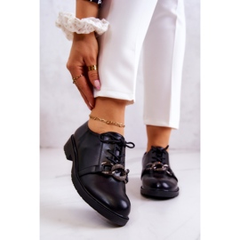 S.Barski Sapatos de couro amarrados com um ornamento larosa preto 1