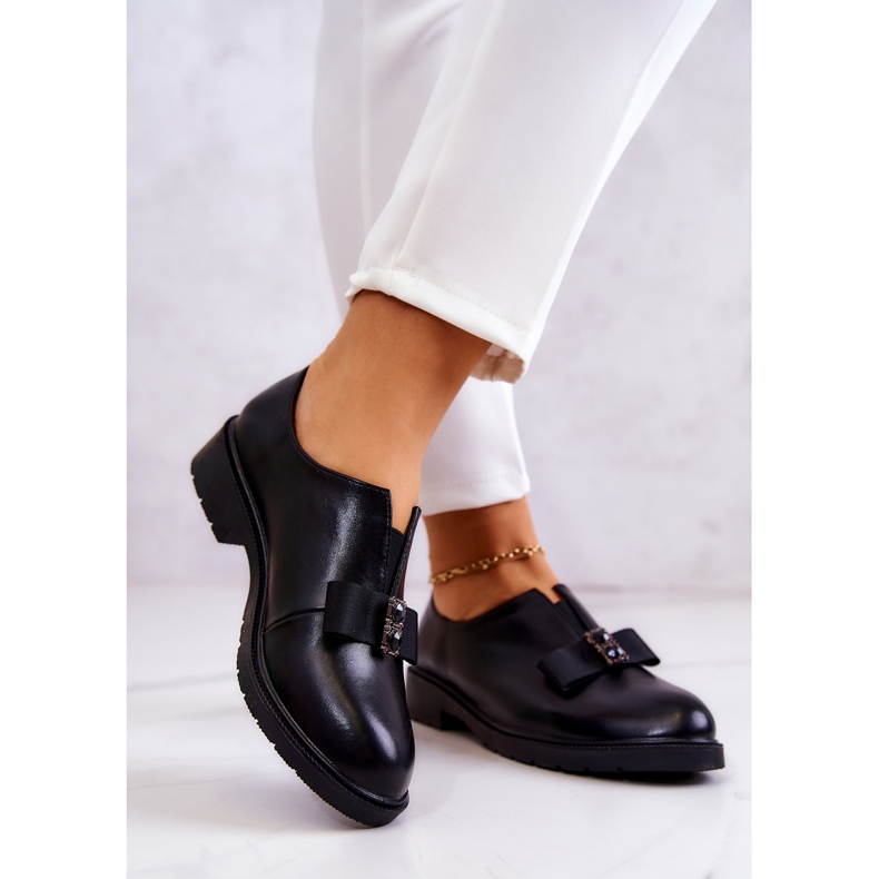 S.Barski Brogues femininos deslizam com uma decoração preta de Janelle preto 2