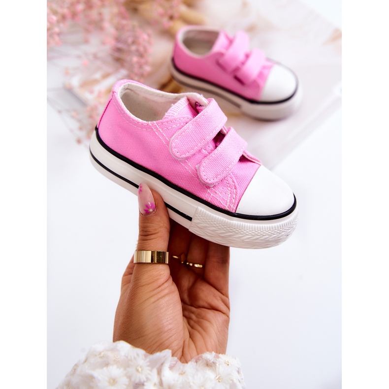 Tênis infantil com velcro rosa Bernie 1