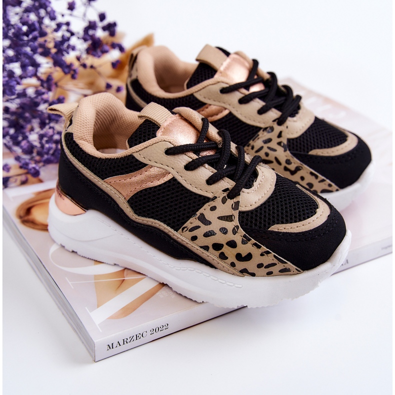 FR1 Tênis infantil esportivo preto e bege Kizzie 1