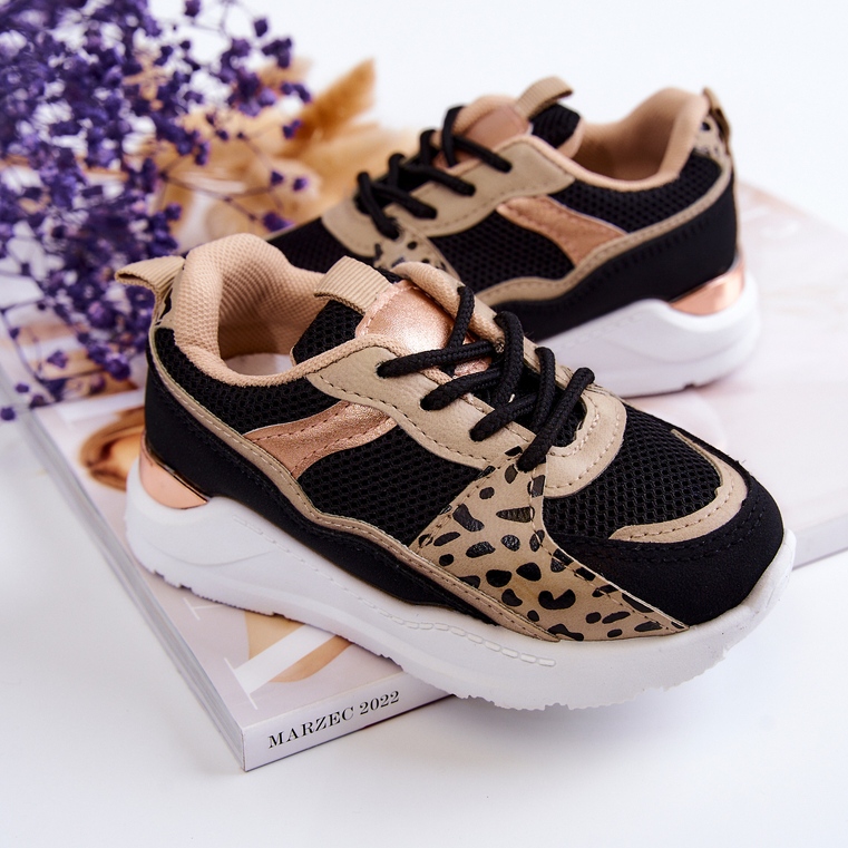 FR1 Tênis infantil esportivo preto e bege Kizzie 2