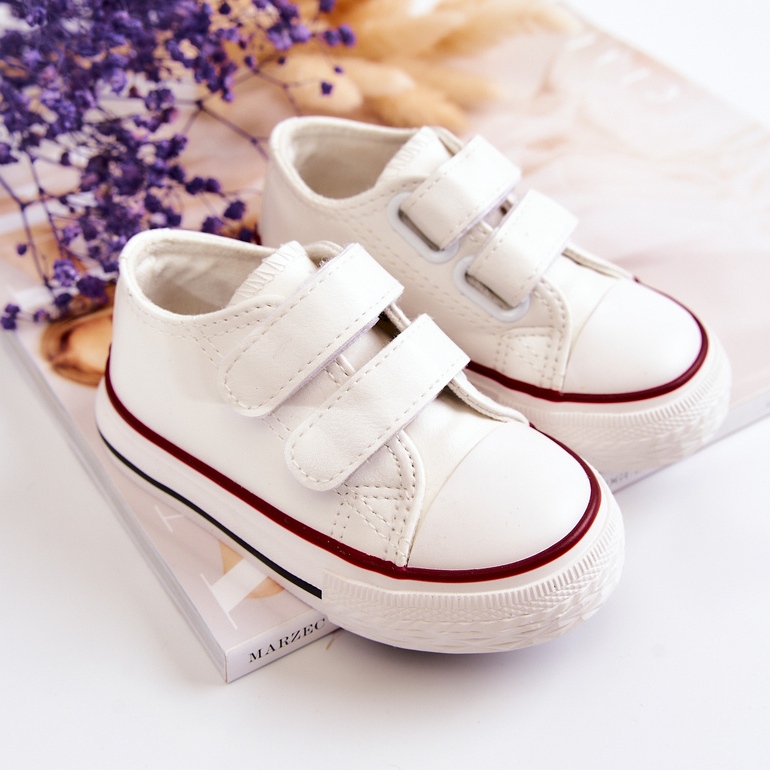 Tênis infantil de couro com velcro branco foster 2 Tênis infantil de couro com velcro branco foster 2