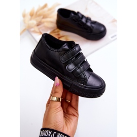 Tênis infantil de couro com velcro preto foster 1