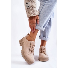 S.Barski Sapatos Femininos de Camurça Amarrados Bege Mayson 1