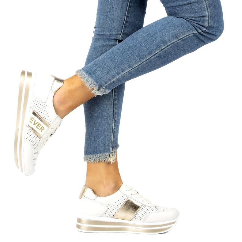 Sapatos Ever Sports para mulheres Filippo DP1414 branco e dourado 6