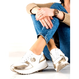 Tênis esportivo feminino amarrado Filippo DP3547 / 22 WH GO Branco dourado 3