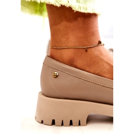 Sapatos de couro feminino Franjas Maciejka 05497-04 Bege 5