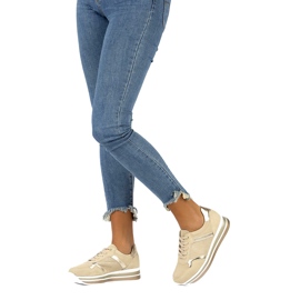 Tênis couro camurça Filippo DP2004 / 21 BE bege dourado 2