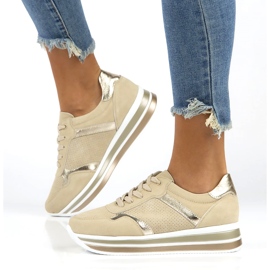 Tênis couro camurça Filippo DP2004 / 21 BE bege dourado 1