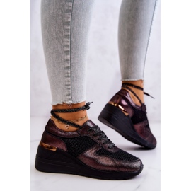 Tênis de cunha de couro com malha S.Barski preto 2