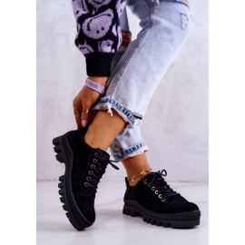 S.Barski Sapatos femininos de camurça com amarração preta Mayson preto 2